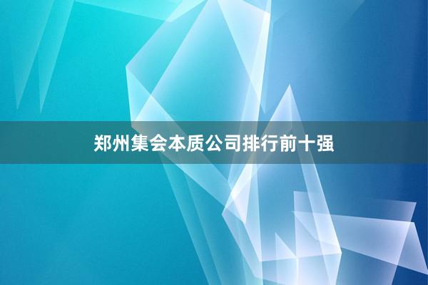 郑州集会本质公司排行前十强