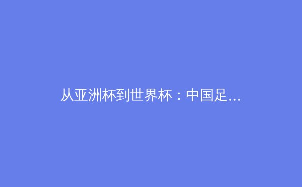 从亚洲杯到世界杯：中国足球的战术演进与青训体系重构 - 2